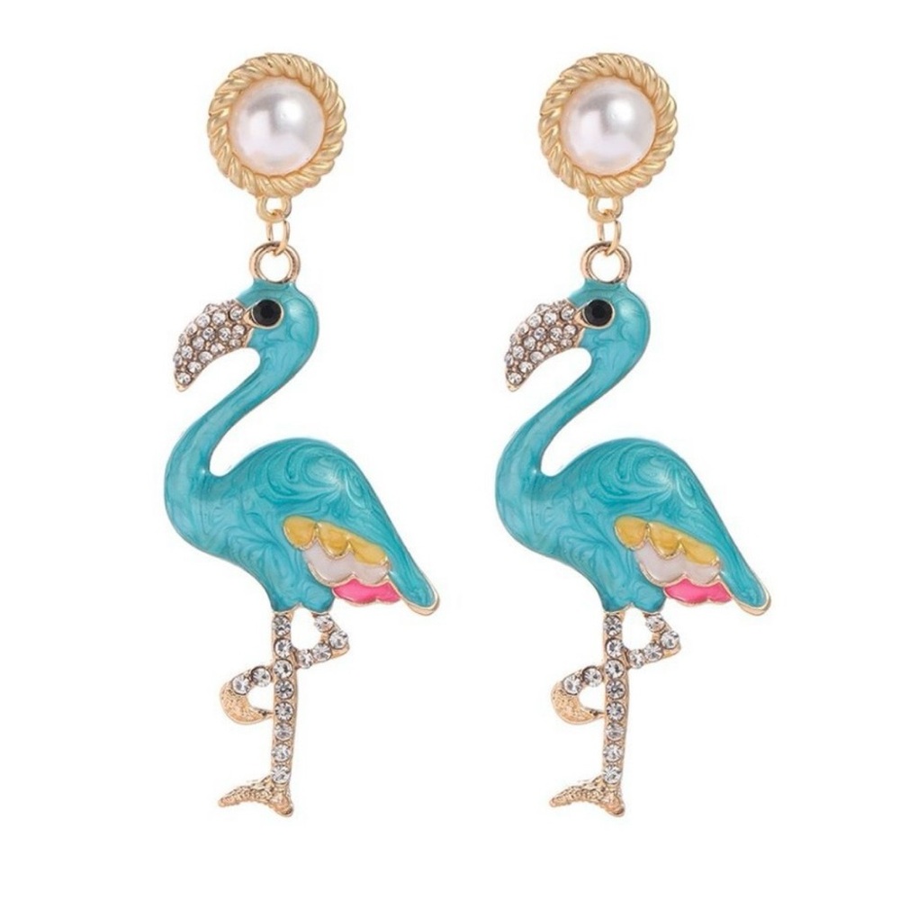 Chic Flamingo Pearl Drop Earrings